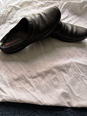 90s Vintage Prada Men's Black Leather Mules/Slides Size 9 UK 10 US