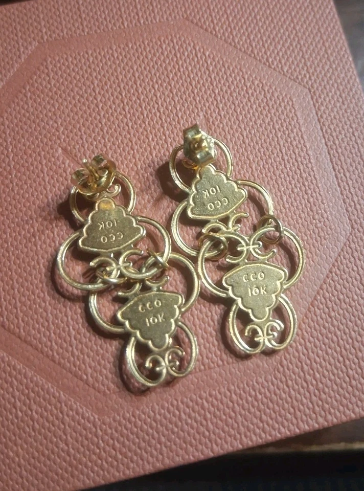 Vintage CCO Coleman 10k 12k Black Hills Gold Dangle Earrings Not Scrap 3.7 Grams - Image 3 of 4