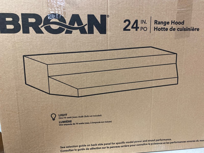 Broan 412404 24" Steel Under Cabinet Range Hood, Charcoal Filter, Axial Fan