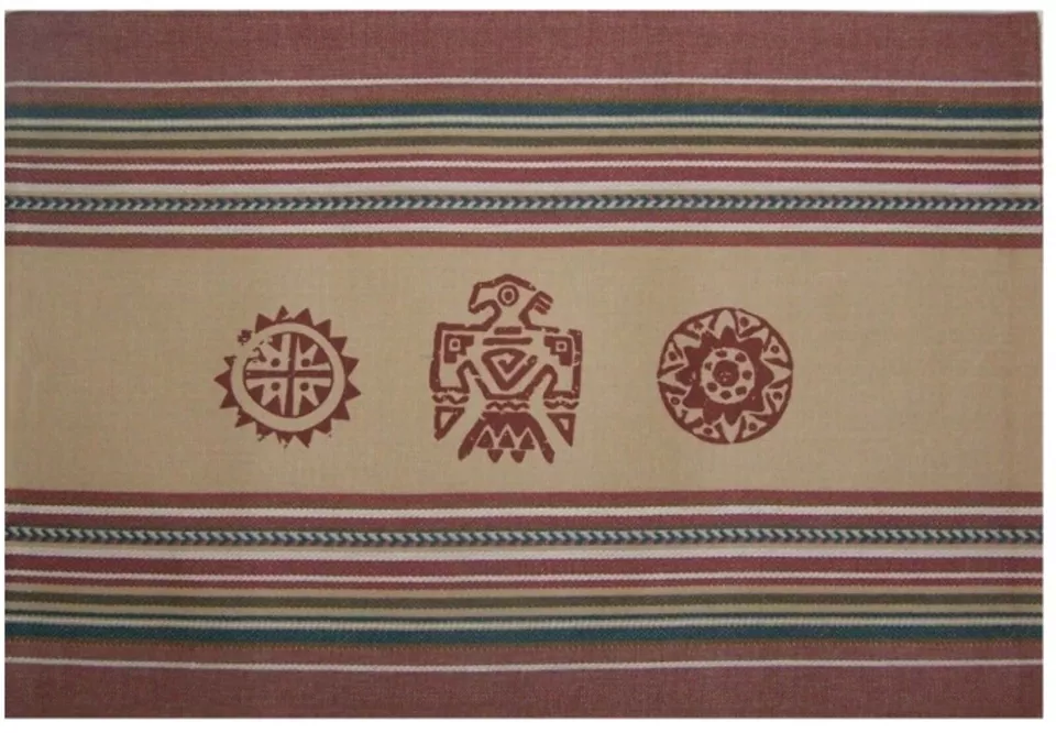 2 Southwest Placemats Southwestern Geometric Boho Woven Fabric 19 inch x 13 inch - Image 2 of 2