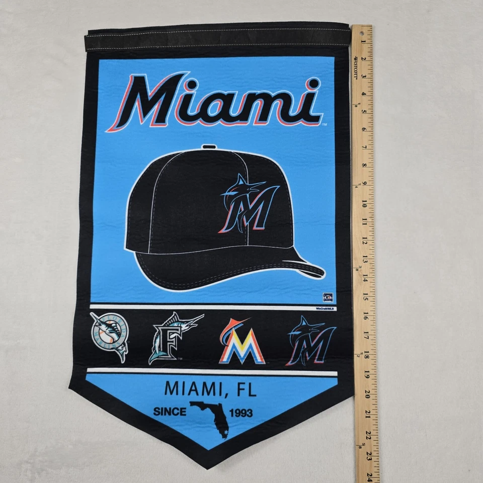 Miami Marlins History Heritage Logo Banner Flag Cooperstown Collection Wincraft - Image 2 of 4