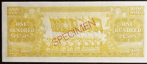 Series 1949 Philippines 100 Pesos SPECIMEN Pick #139 UNC - Picture 2 of 2