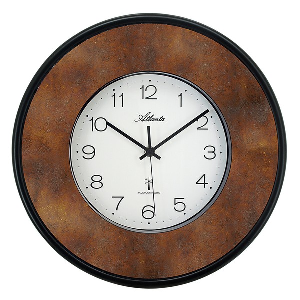 Atlanta Funk-Wanduhr, Motiveinlage, Mineralglas-Abdeckung,Rost/Schwarz - 4540/18-image