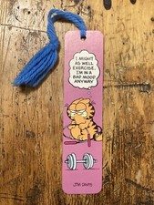 Vtg 1978 Exercise Gym Workout "Bad Mood" GARFIELD Cat Joke Antioch BOOKMARK 80s!