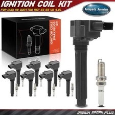 8x Ignition Coil & 8x Iridium Spark Plug Kit for Audi A8 Quattro RS7 S6 S8 4.0L