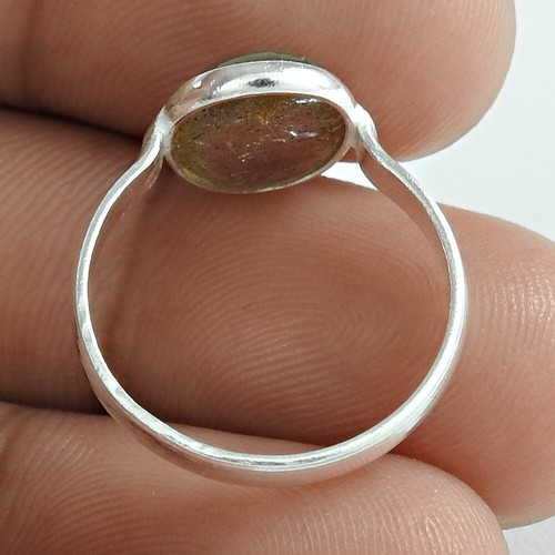 Anillo hecho a mano con bisel de plata de ley 925 de piedra labradorita - Imagen 4 de 7