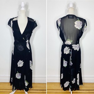 purple floral midi dress