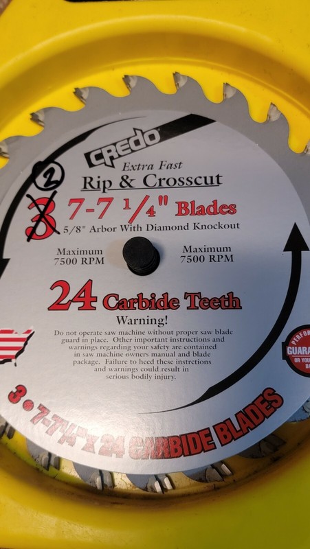CREDO 7- 7-1/4" 24 Blades Carbide Teeth Circular Saw Blades Pack of 2 