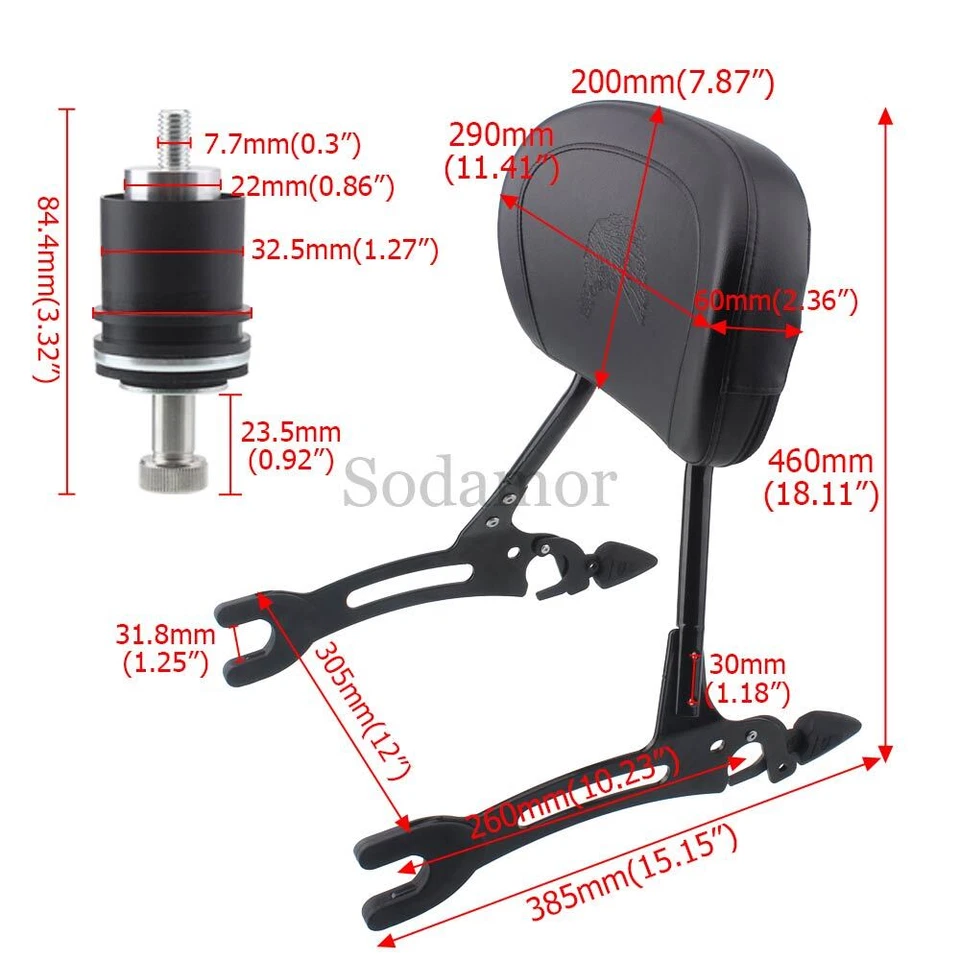 Für Indian Chieftain Dark Horse 2016-2024 Sitzteile Sissy Bar Rack Rückenlehne - Bild 4 von 4