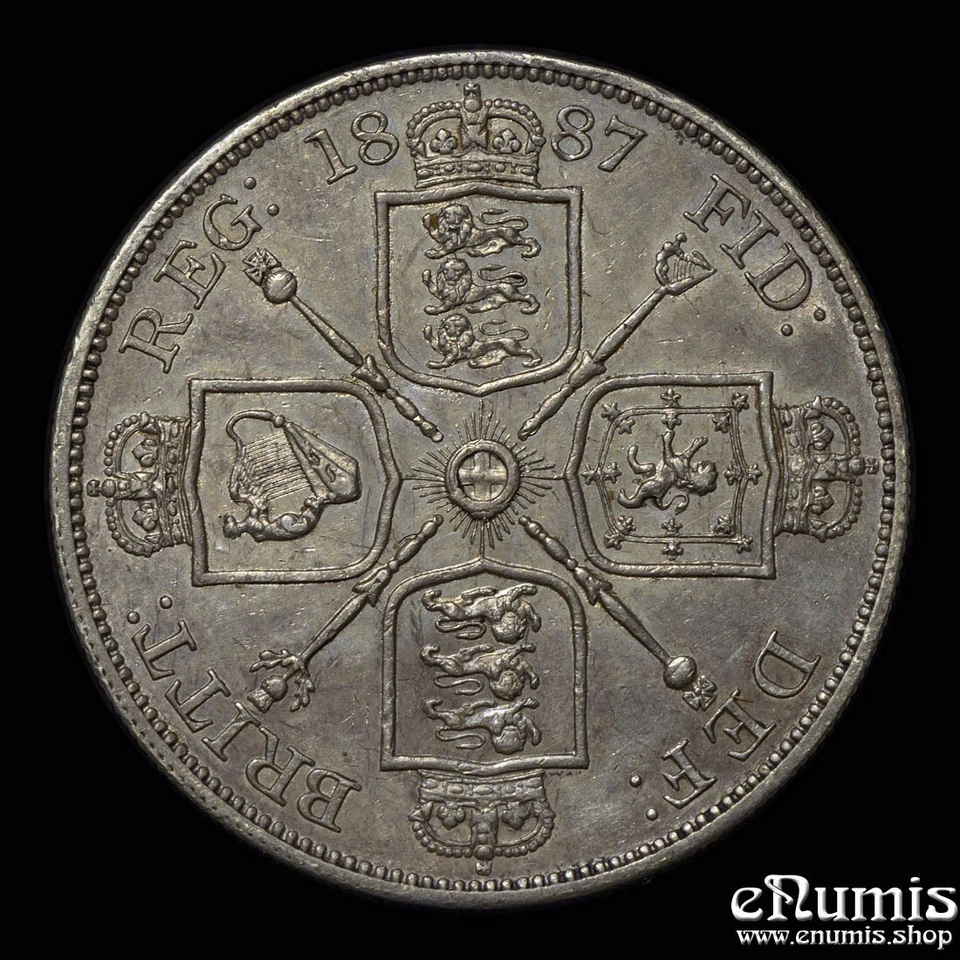 Великобритания, Виктория, двойной Флорин 1887, арабский 1, мул, редкая!, XF-UNC - Изображение 4 из 4