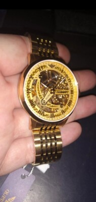 Men's Gold Luxury Skeleton Dial Automatic Oupinke Business Watch