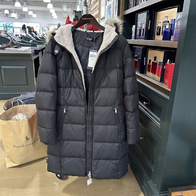 Ralph Lauren Women's Long black down Jackets/Coats lamb wool