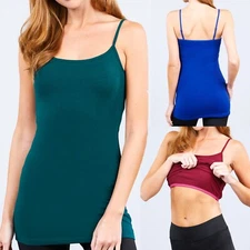 10-PACK Smalls, Long Cami With Built in Shelf Bra Layering Tank Top