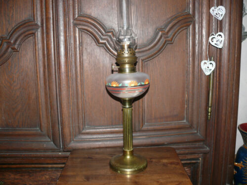 Rarity old petroleum lamp petroleum lamp circa 1920 solid brass foot Paris ST44 - Picture 1 of 13