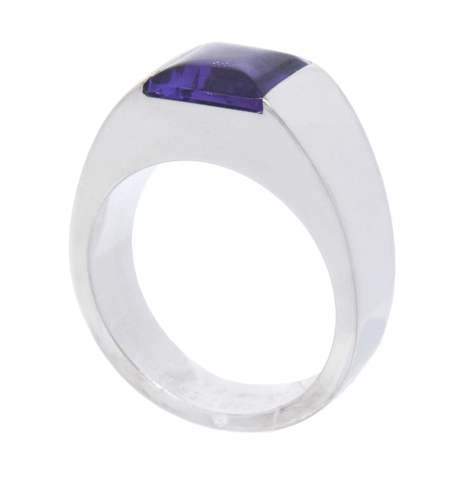 Anillo tanque Cartier oro blanco 18K amatista talla 52 Foto 4 de 4