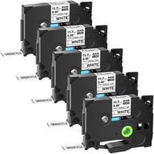 5PK HSe-231 Heat-Shrink Tubes Label Tape for Brother PT-D220 D210 Black On White