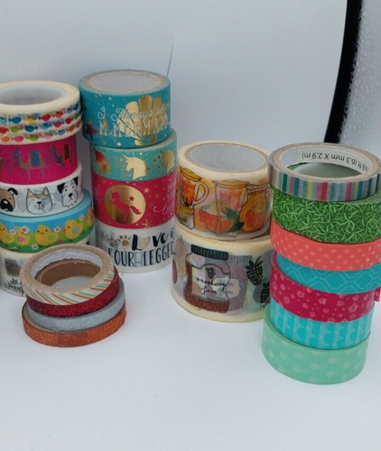 Lot of 57 Rolls Washi Tape New and Used Asst Sizes Scrapbooking Crafts - Picture 6 of 7