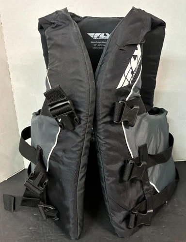 NEW FLY RACING NYLON LIFEJACKET Black/Gray Sz Super Large 50-60" - product listing photo
