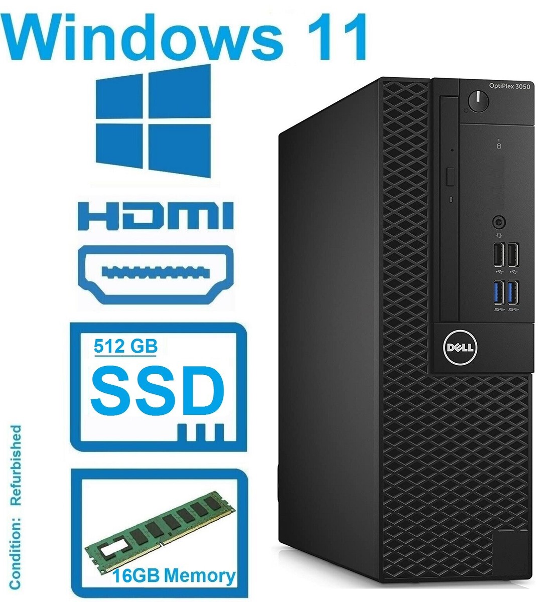 Windows11 Corei5 7500 SSD 240GB 8GB パソコン Dell i5-7500 Desktop Computer CLEARANCE Up to 3.80 GHz 512GB