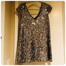 Windsor Mocha Sexy Sequin Party Cocktail Mini A-Line Dress M