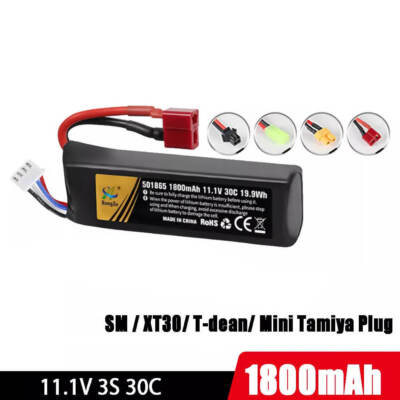 Für Airsoft Akku 11,1V Wiederaufladbar 3S Li-Po 1800mAh 30C Deans T Plug/SM/XT30