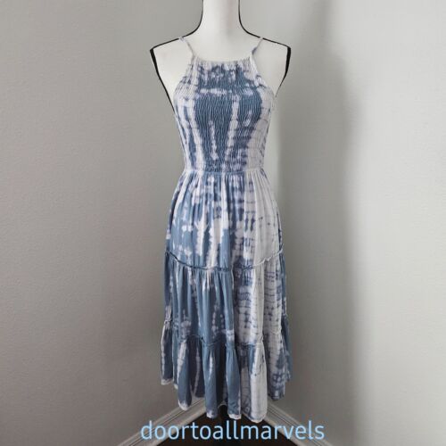 Sim & Sam Smocked Tiered Long Summer Dress Hand Dyed sz Small Beach Boho NWT