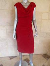 $130 LAUREN RALPH LAUREN Womens Lakehouse Red Matte Jersey Cocktail Dress Sz 14 