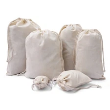 Biglotbags - 12 x 20 Inches Premium 100% Cotton Double Drawstring Muslin Bags