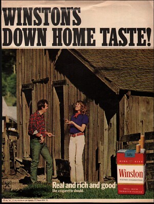 winston cigarette ads 1970 vintage 1970s magazine Ad Cigarettes TASTE WINSTON LIGHTS mancave Vintage 1976 Winston Lights Cigarettes