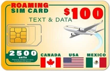 SpeedTalk USA Canada Mexico 5G 4G GSM SIM Card - Rollover 2500  Text Data 1 Year