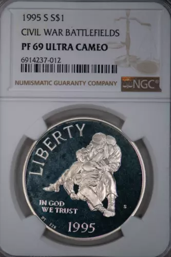 1995 S Civil War Battlefields Commemorative Silver Dollar PF 69 ULTRA CAMEO NGC
