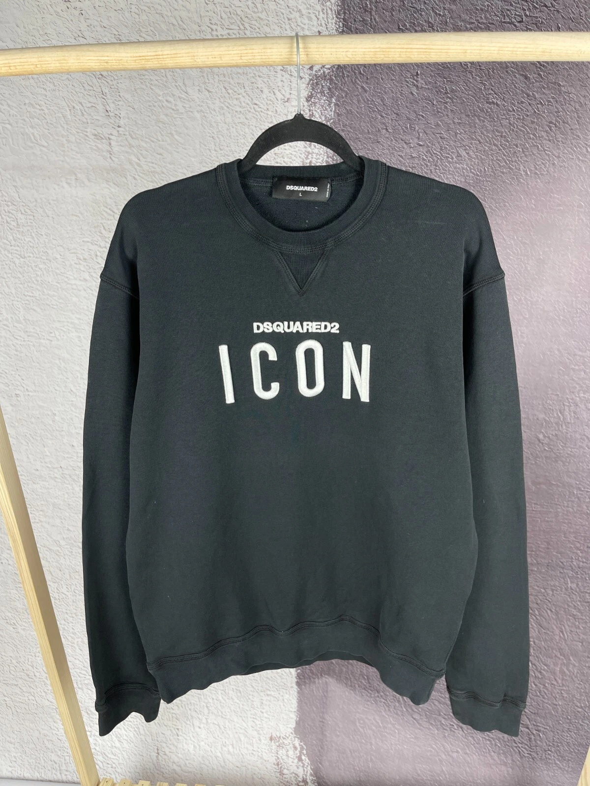 DSQUARED2 Felpa nera Dsquared 2 Icon grande logo ricamato