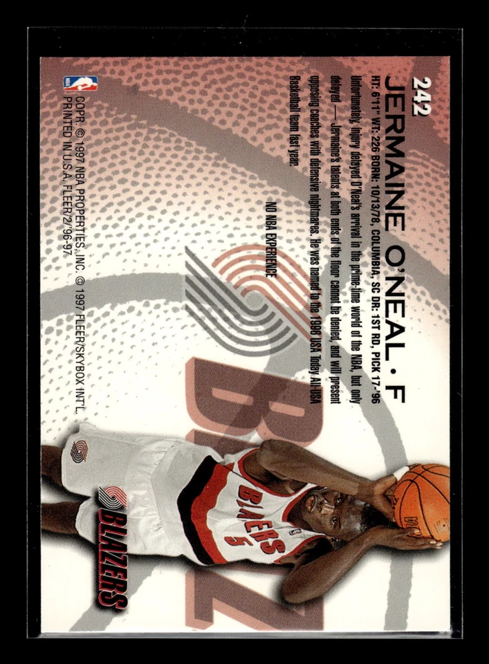 1996-97 Fleer European #272 Jermaine O'Neal Portland Trail Blazers - Image 2 of 2