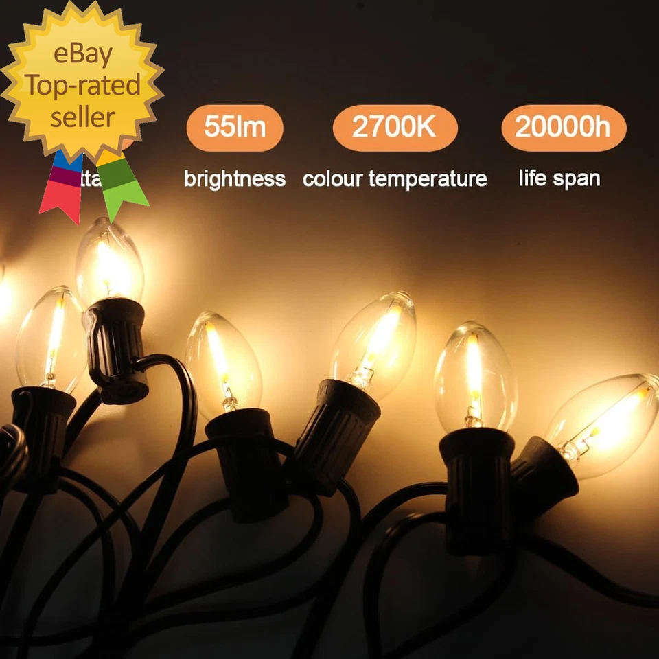 6 Pack C7 Clear Led Replacement Christmas Light Bulb C7 E12 Base 120V Waterproof - Image 4 of 4