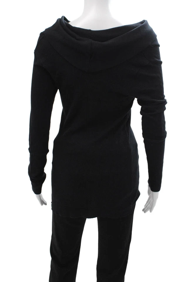 Espléndido Suéter Pullover Para Mujer Negro Cuello Alto Pima Mezcla Modal Talla L Foto 3 de 4