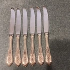 Rose Point Wallace Sterling Silver handle set of six 9" dinner knives NO RESERVE