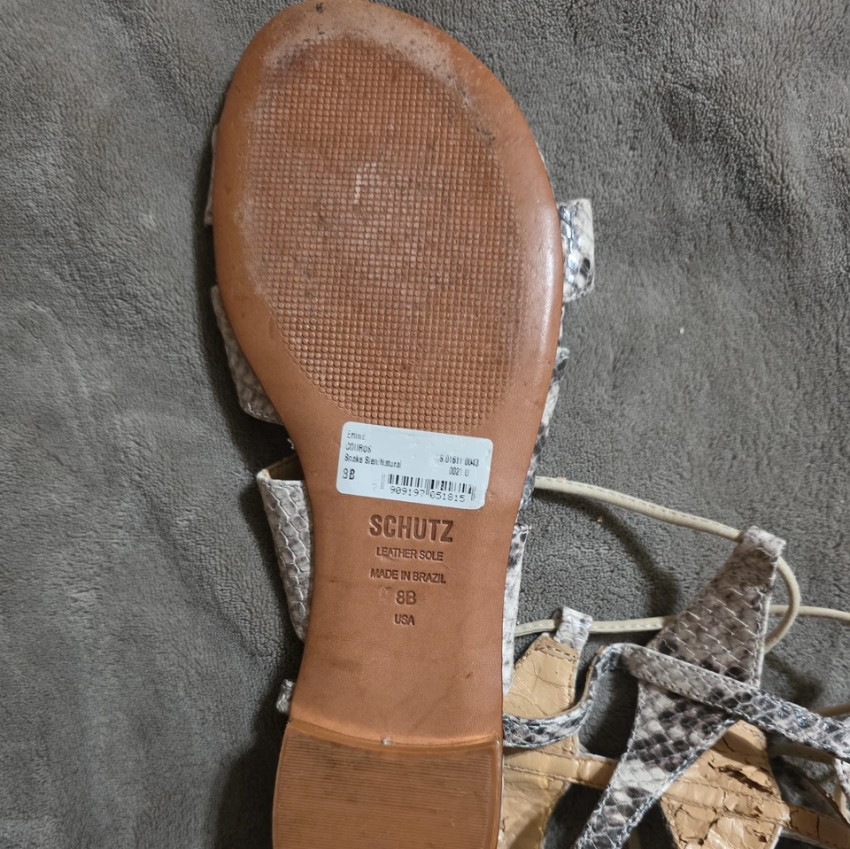 Sandalias de gladiador con cordones de cuero de serpiente SCHUTZ Erlina para mujer talla 8 Brasil Foto 3 de 4