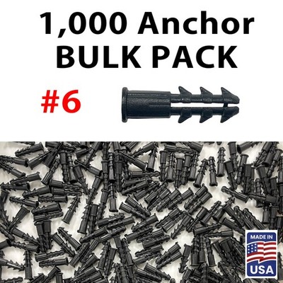 1,000 PCS Ribbed Plastic Wall Anchors - Bulk Contractor Pack for drywall, brick
