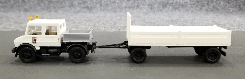 ROCO #1639 MB UNIMOG SALZBURG TRUCK & WAGON 1:87 HO WHITE IOB - Image 2 of 4