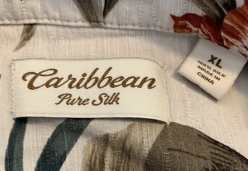 Caribbean Pure Silk Hawaiian Short Sleeve Shirt Men's XL Button Down Floral Nice - Picture 2 of 6