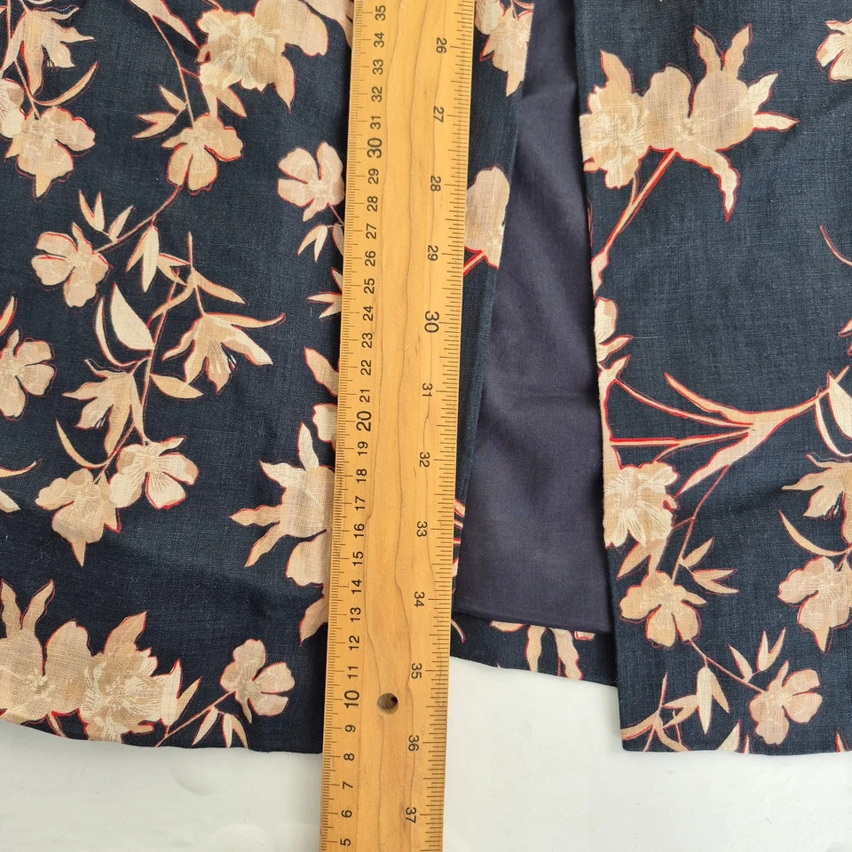 Vestido REISS 10P Azul Para Mujer Pequeño Floral Lino Floral Midi Sin Mangas - Imagen 2 de 4