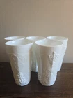 Set Of 5 VTG Indiana Milk Glass Colony Harvest Grape 16oz Tumblers Glasses