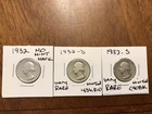 Three 1932 Washington Quarters Very Rare , 1 No Mark, 1 Denver &1 San Francisco