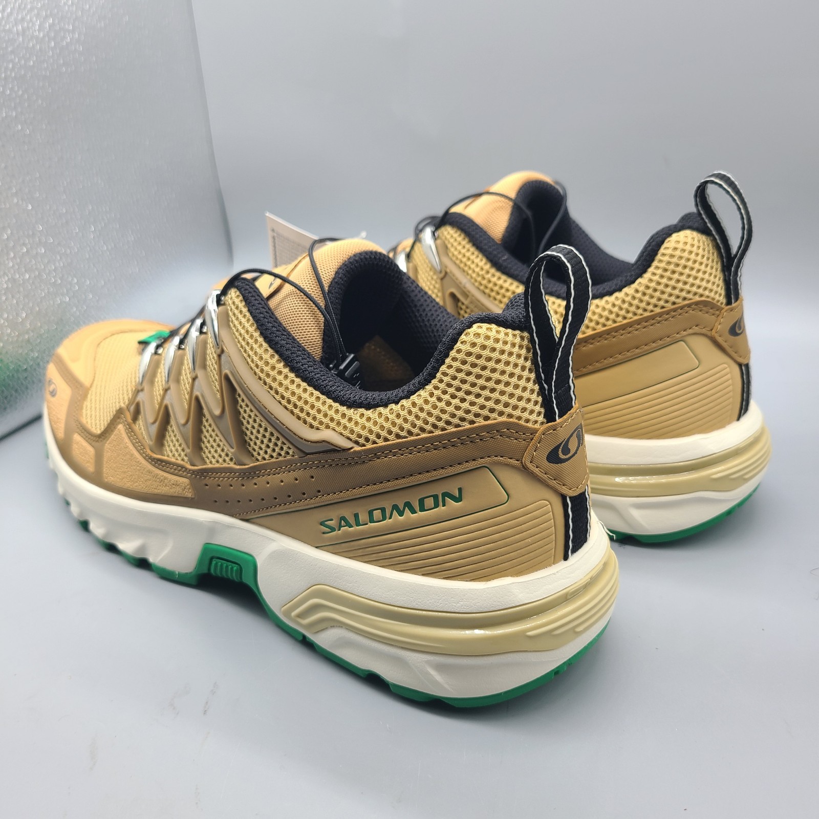 Scarpe da trekking Salomon ACS + OG da uomo taglia 12 marroni trail running Taffy Jolly verdi nuove