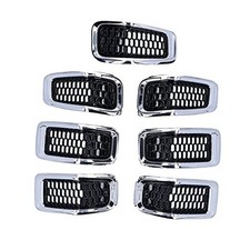 Front Grille Insert ABS 7PCS Grill Guard Trim Chrome Frame Fit for Cherokee