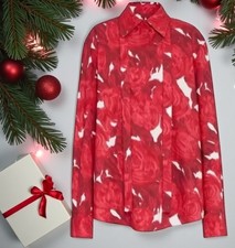 1900 Valentino Red Rose   Printed Cotton Shirt Size 38 THE BEST CHRISTMAS GIFT