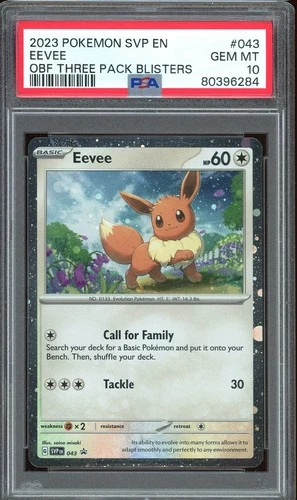 Pokemon TCG S&V Obsidian Flames 3 Pack Blister #043 Eevee Cosmos PSA 10