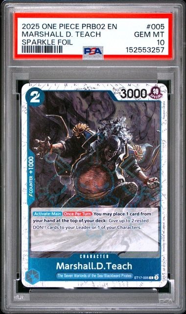 2025 One Piece PRB02 EN Marshall D. Teach PSA 10 GEM SPARKLE FOIL #005