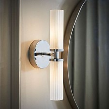 Two Way Wall Light Fitting Glass Shade LED Bulb Bathroom Living Room Lighting