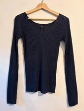 Next Marineblauer gerippter Strickpullover mi...